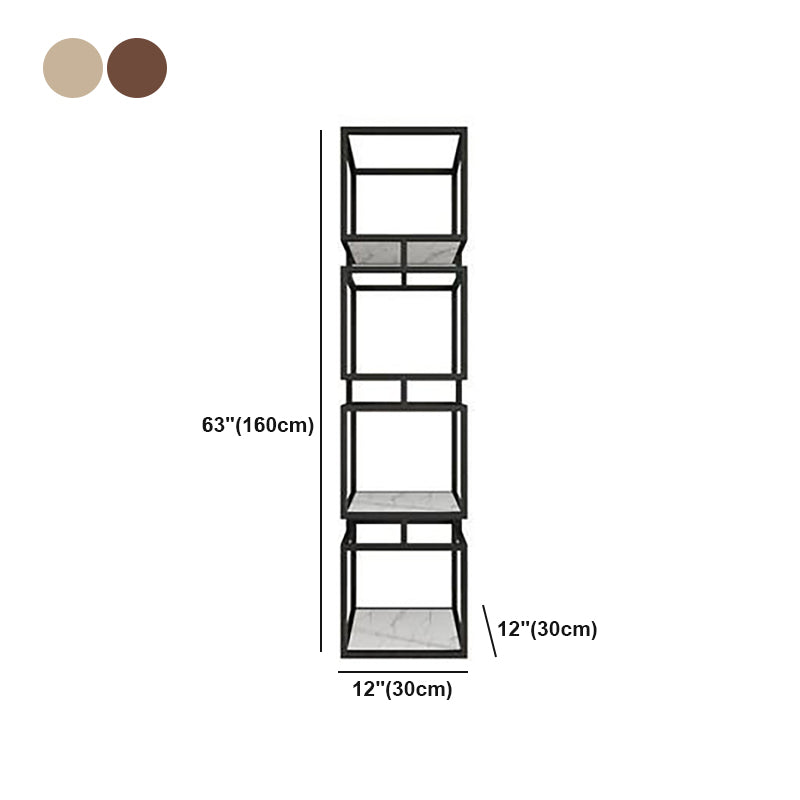 Industrial Metal Open Back Bookshelf Vertical Bookshelf for Living Room