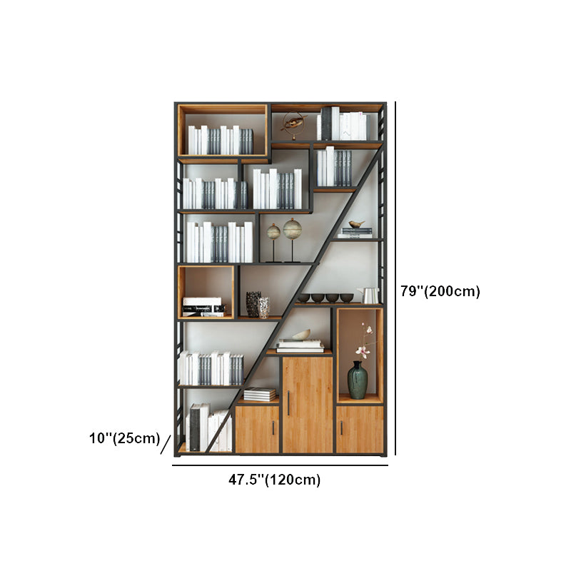 Open Back Bookshelf Industrial Style Bookcase for Home Office