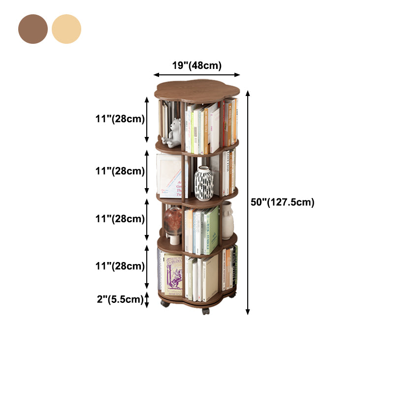 Scandinavian Style Bookshelf with Casters Bookcase for Home Office Study Room