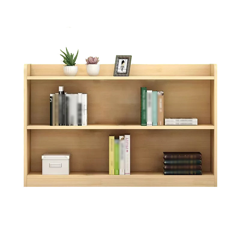 Closed Back Bookshelf Solid Wood Contemporary Style Natural Bookcase for Office