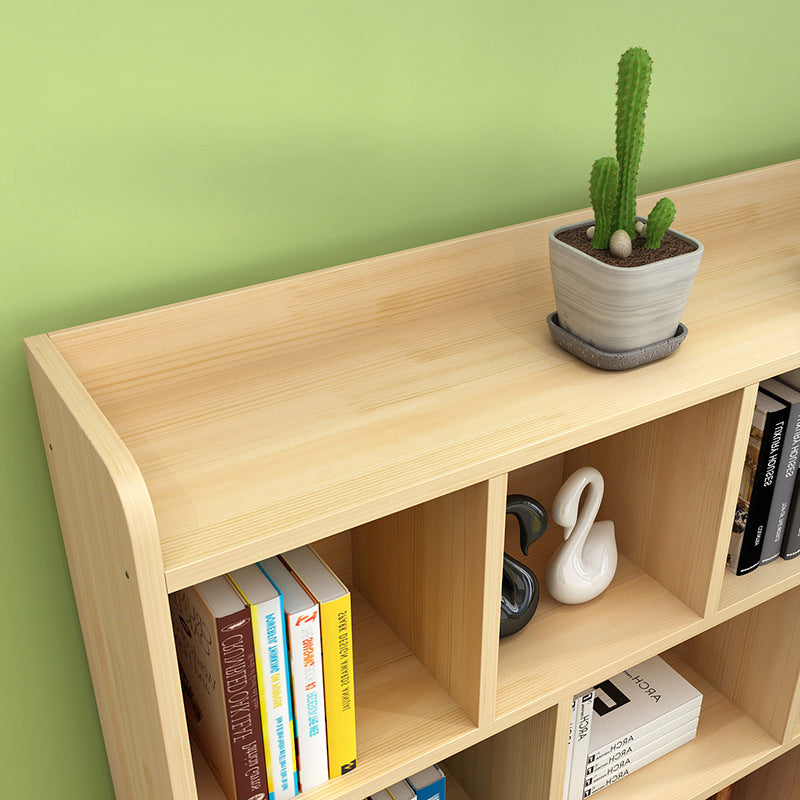 Closed Back Bookshelf Solid Wood Contemporary Style Natural Bookcase for Office