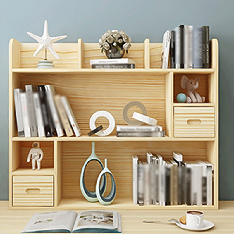 Natürliches Kiefernholz -Bücherregal zeitgenössischer horizontaler Bücherregal