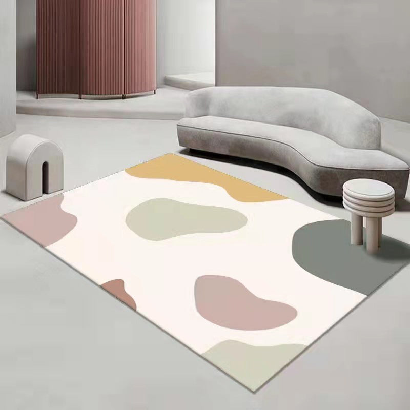 Beige Modern Rug Polyester Color Block Rug Non-Slip Backing Area Rug for Home Decor