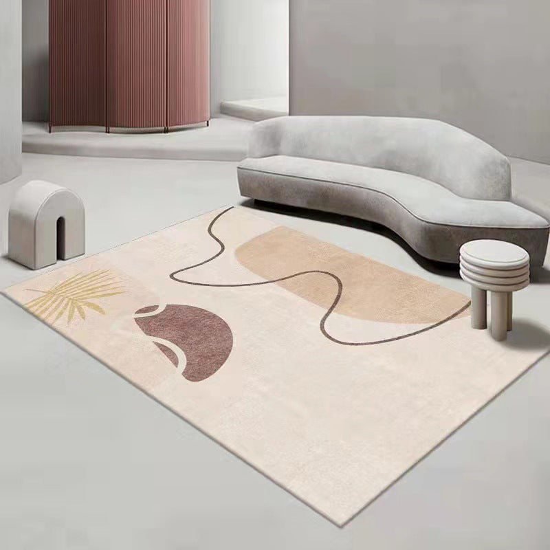Beige Modern Rug Polyester Color Block Rug Non-Slip Backing Area Rug for Home Decor