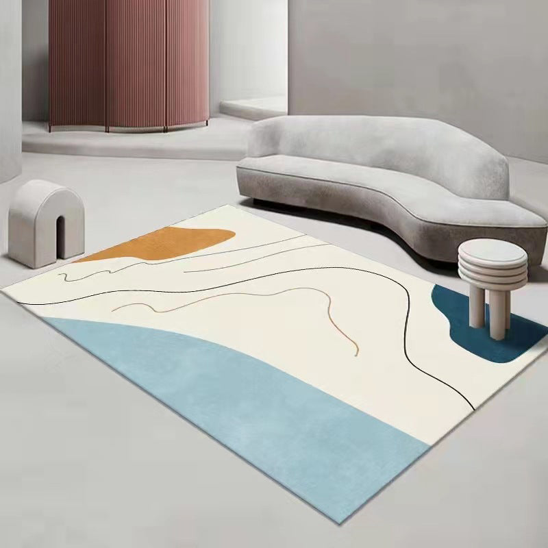 Beige Modern Rug Polyester Color Block Rug Non-Slip Backing Area Rug for Home Decor