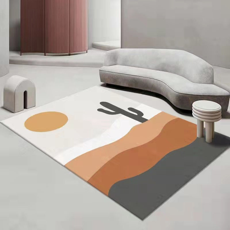 Tapis moderne beige en Polyester, bloc de couleur, avec envers antidérapant, pour la décoration de la maison