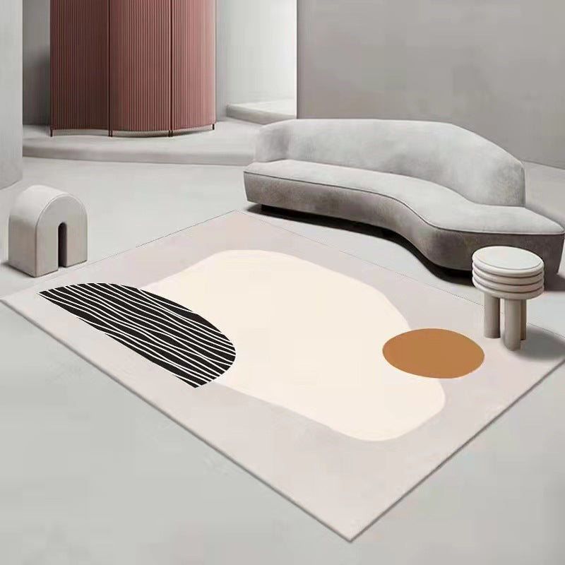 Tapis moderne beige en Polyester, bloc de couleur, avec envers antidérapant, pour la décoration de la maison