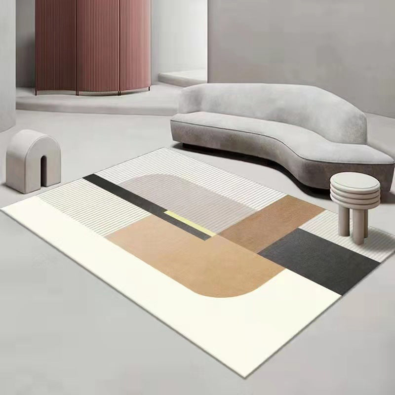 Tapis moderne beige en Polyester, bloc de couleur, avec envers antidérapant, pour la décoration de la maison