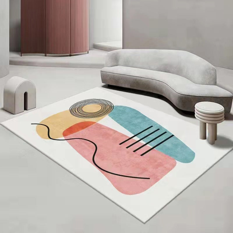 Tapis moderne beige en Polyester, bloc de couleur, avec envers antidérapant, pour la décoration de la maison