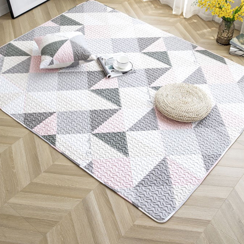 Geometric Pattern Rug Synthetic Carpet Pet Friendly Stain Resistant Rug for Bedroom