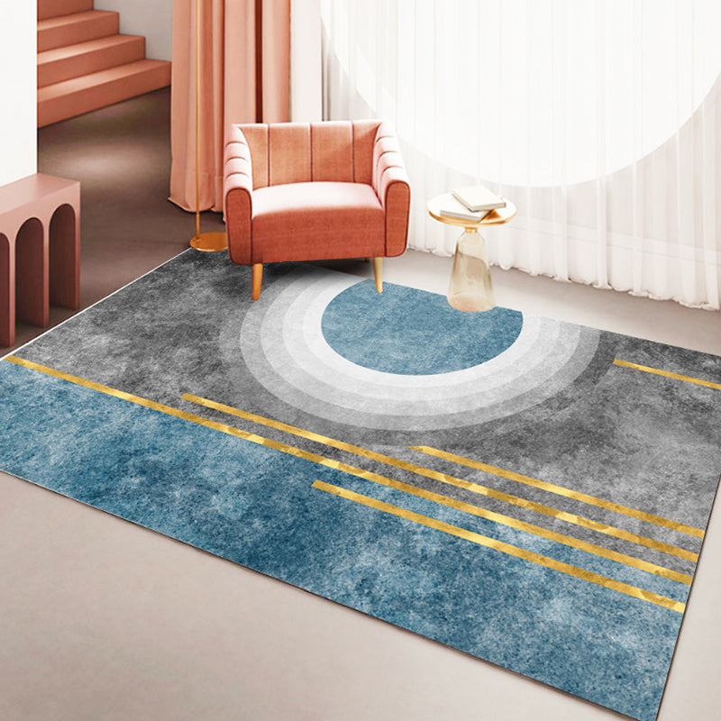 Orange Modern Rug Polyester Striped Area Rug Washable Rug for Home Decor