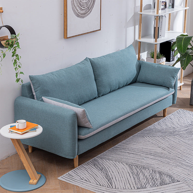 Moderne houten benen stof bank standaard vierkante arm losse achterbank