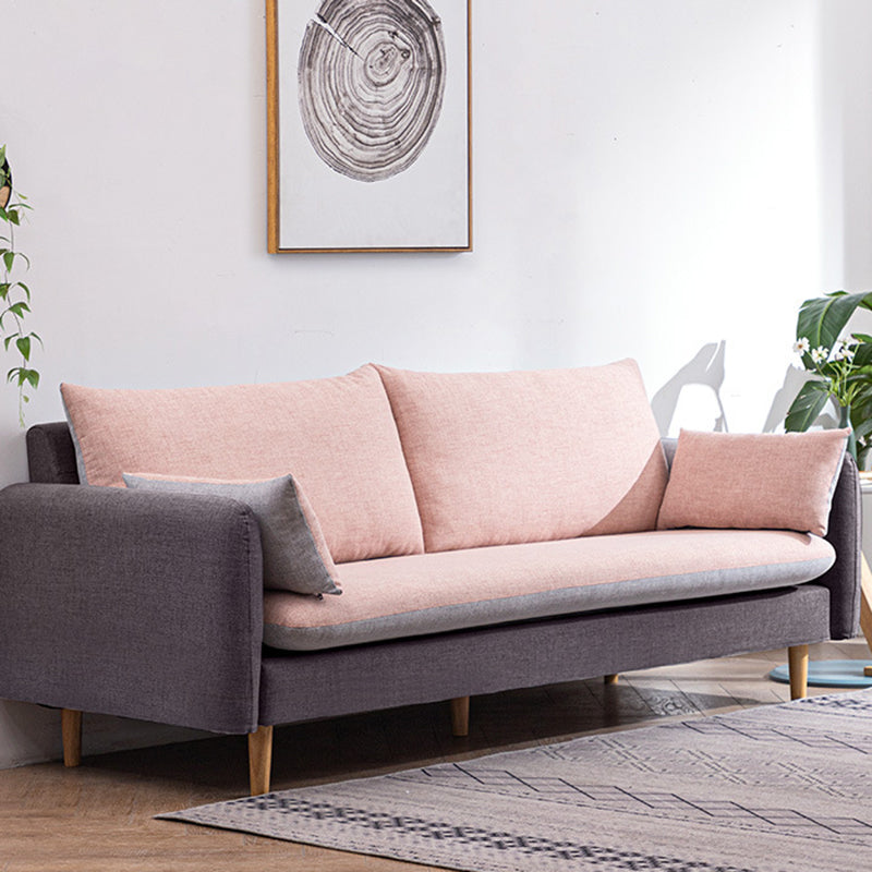 Moderne houten benen stof bank standaard vierkante arm losse achterbank