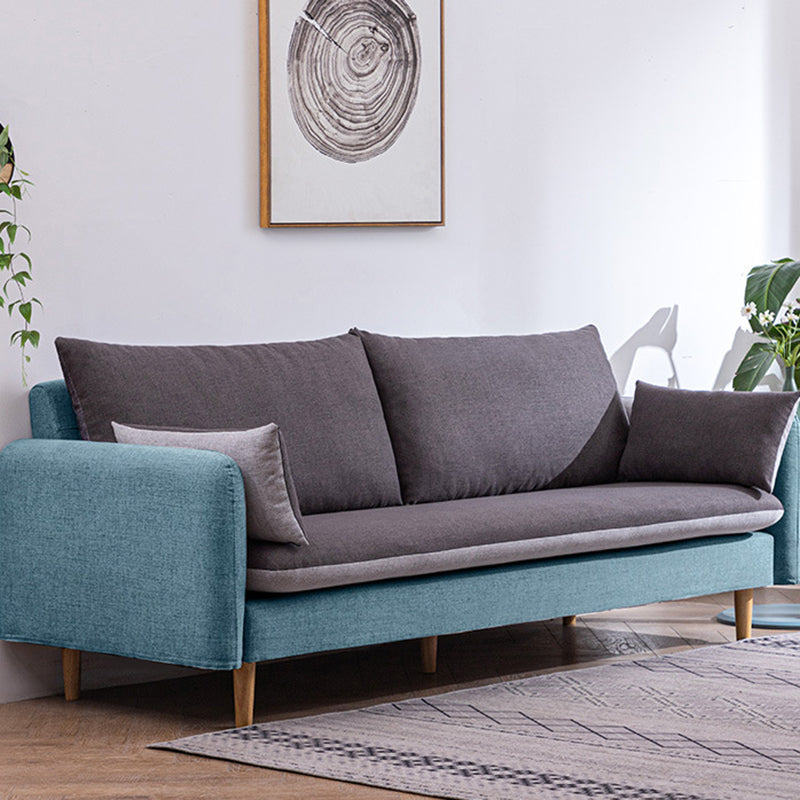 Moderne houten benen stof bank standaard vierkante arm losse achterbank