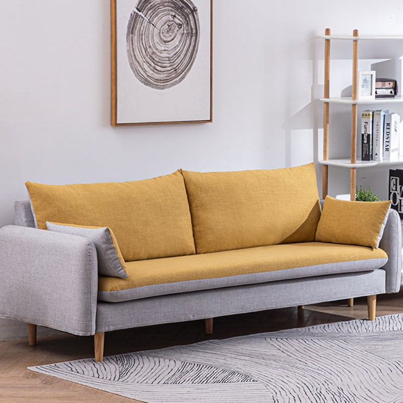 Moderne houten benen stof bank standaard vierkante arm losse achterbank