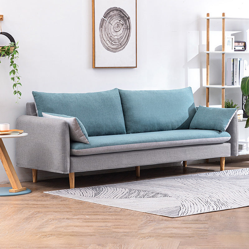 Moderne houten benen stof bank standaard vierkante arm losse achterbank