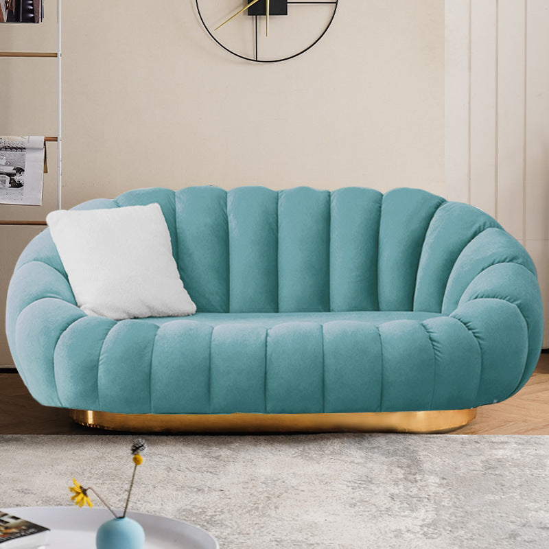 Modern Solid Color Curved Sofa with Sloped Arms for Bedroom Living Room