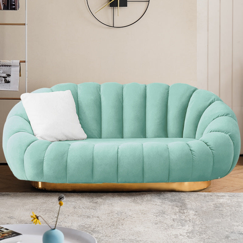 Modern Solid Color Curved Sofa with Sloped Arms for Bedroom Living Room