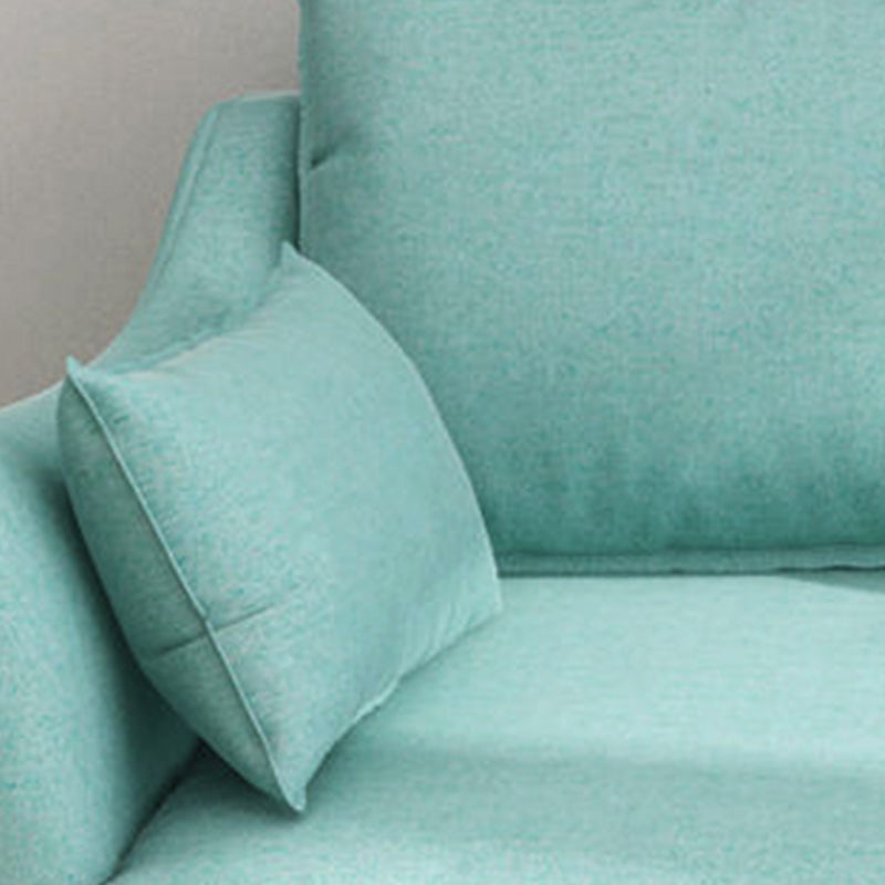 Modern Linen Sloped Arm Sofa with Bolster Pillows for Living Room