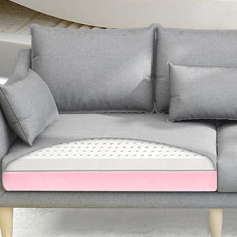 Modern Linen Sloped Arm Sofa with Bolster Pillows for Living Room