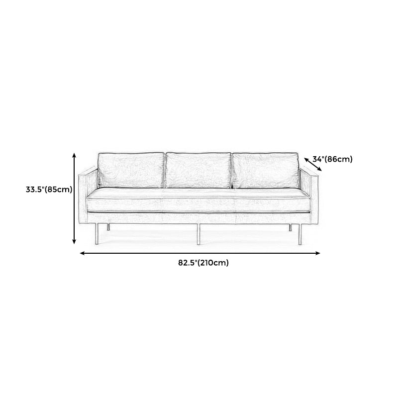 Brown Leather Settee Furniture Loose Back Square Arm Loveseat