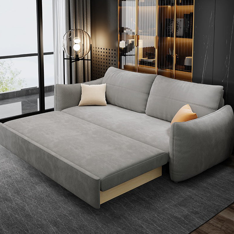 Fabric Square Arm Sofa Bed Standard Loose Back Settee Furniture in Grey