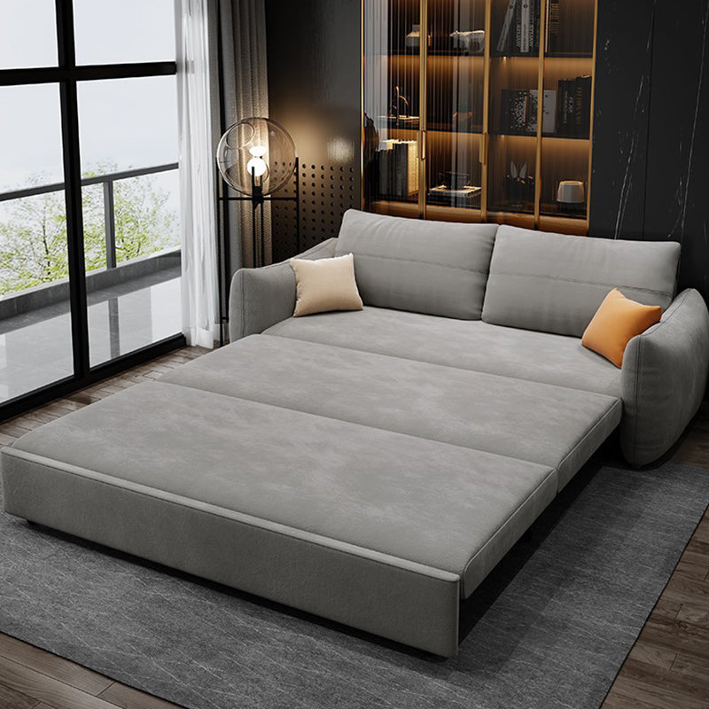 Fabric Square Arm Sofa Bed Standard Loose Back Settee Furniture in Grey
