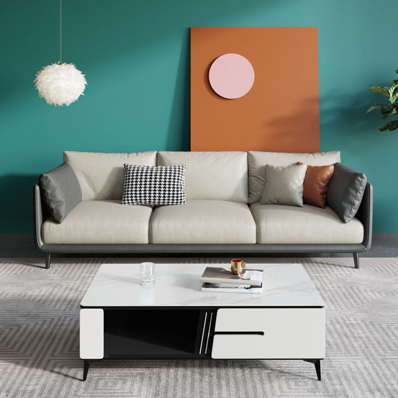 Modern Style Square Armrest Sponge Seat Filled with Wood Orange/grey/white/blue Sofa