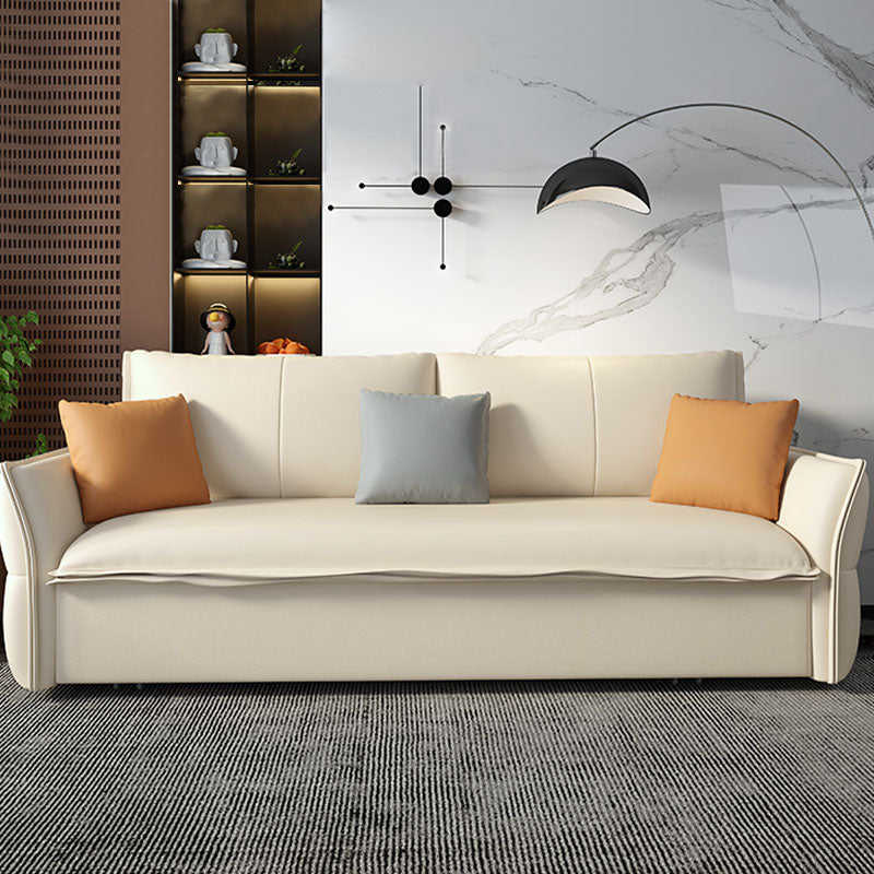 Weißes Sofa Bett Faux Leder Quadratarm Standard Bettbewegung mit Lagerung