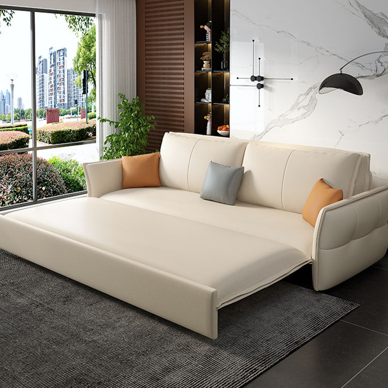 Weißes Sofa Bett Faux Leder Quadratarm Standard Bettbewegung mit Lagerung