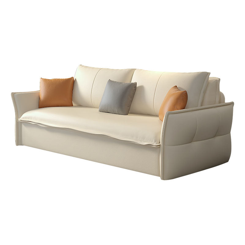 Weißes Sofa Bett Faux Leder Quadratarm Standard Bettbewegung mit Lagerung