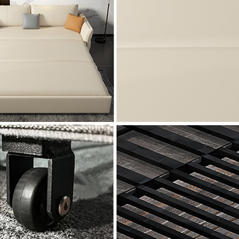 Weißes Sofa Bett Faux Leder Quadratarm Standard Bettbewegung mit Lagerung