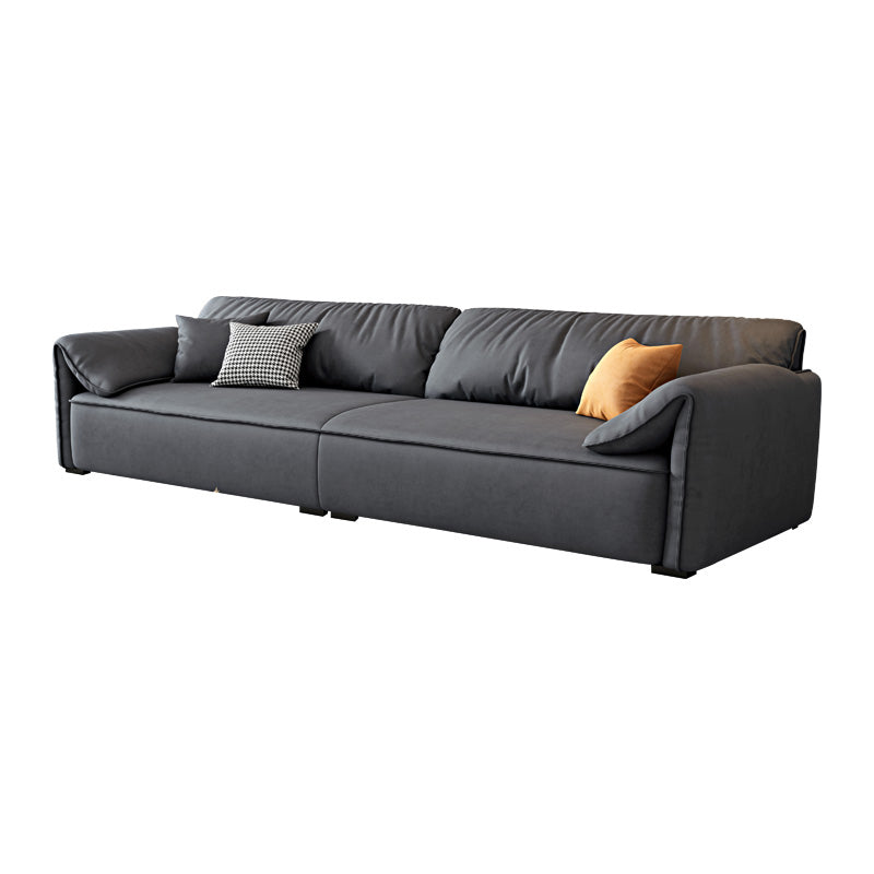 Rectangular Sofa with Pillow Back, Sponge Seat, Padded Pine Chair Legs Gray Frosted Cloth
