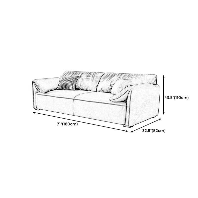 Rectangular Sofa with Pillow Back, Sponge Seat, Padded Pine Chair Legs Gray Frosted Cloth