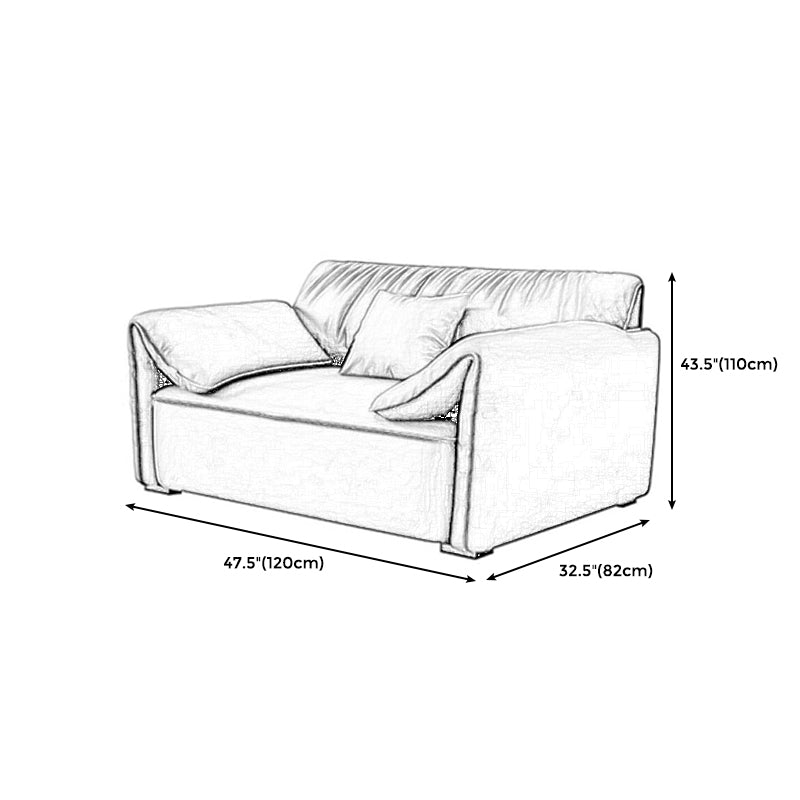 Rectangular Sofa with Pillow Back, Sponge Seat, Padded Pine Chair Legs Gray Frosted Cloth
