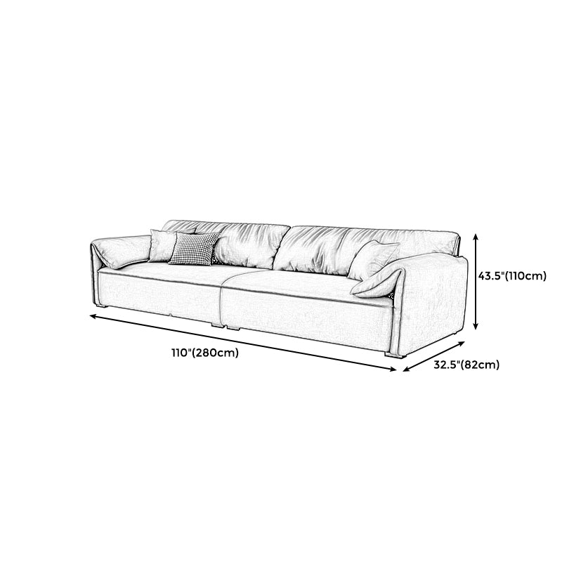 Rectangular Sofa with Pillow Back, Sponge Seat, Padded Pine Chair Legs Gray Frosted Cloth