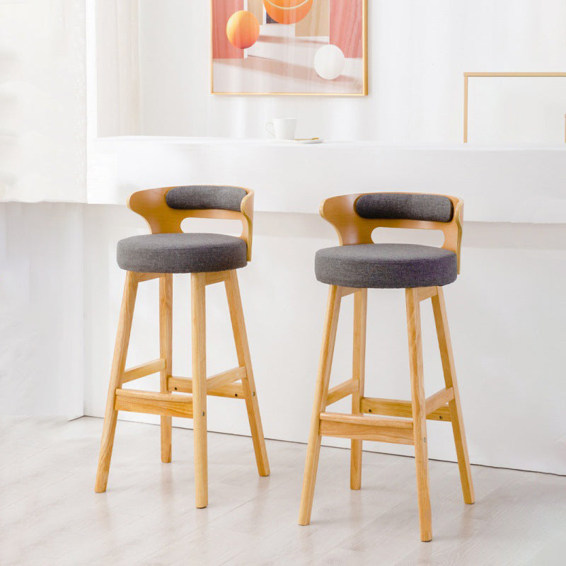 Contemporary Round Bar and Counter Stool Low Back Stool with 4 Legs