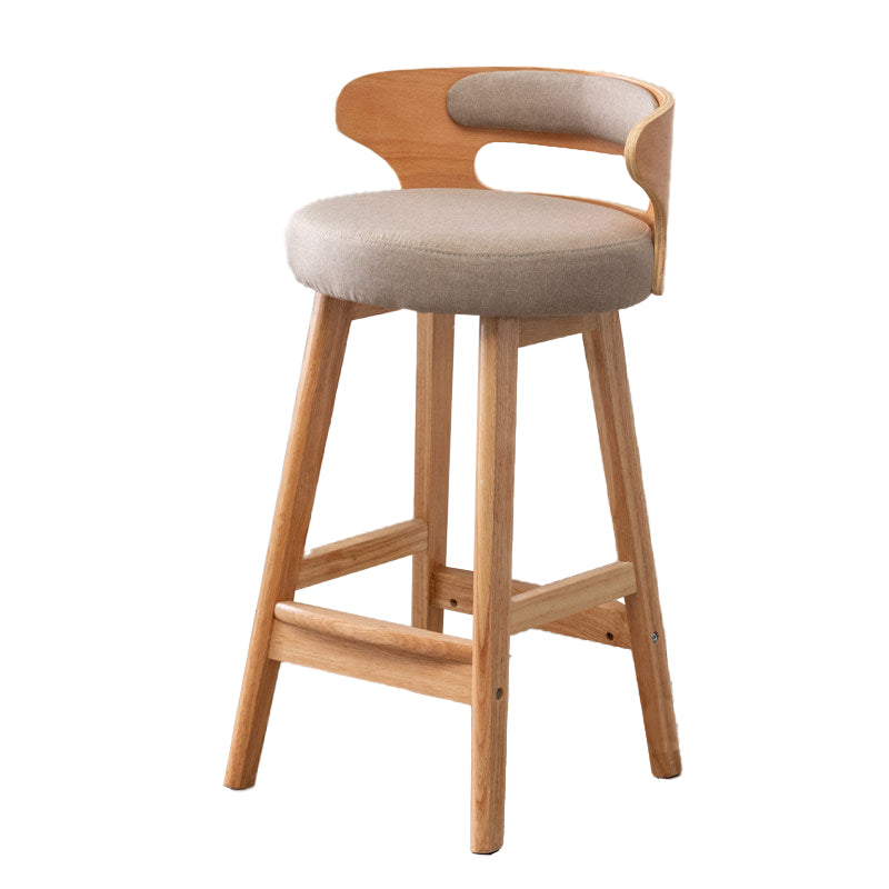 Contemporary Round Bar and Counter Stool Low Back Stool with 4 Legs