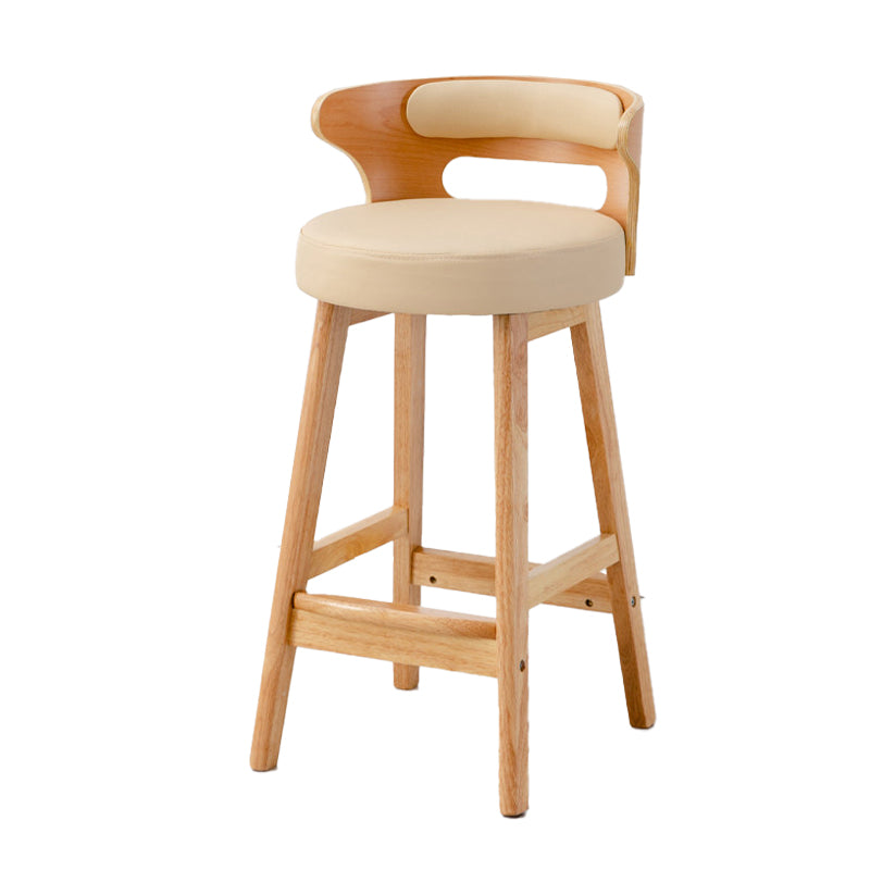 Contemporary Round Bar and Counter Stool Low Back Stool with 4 Legs