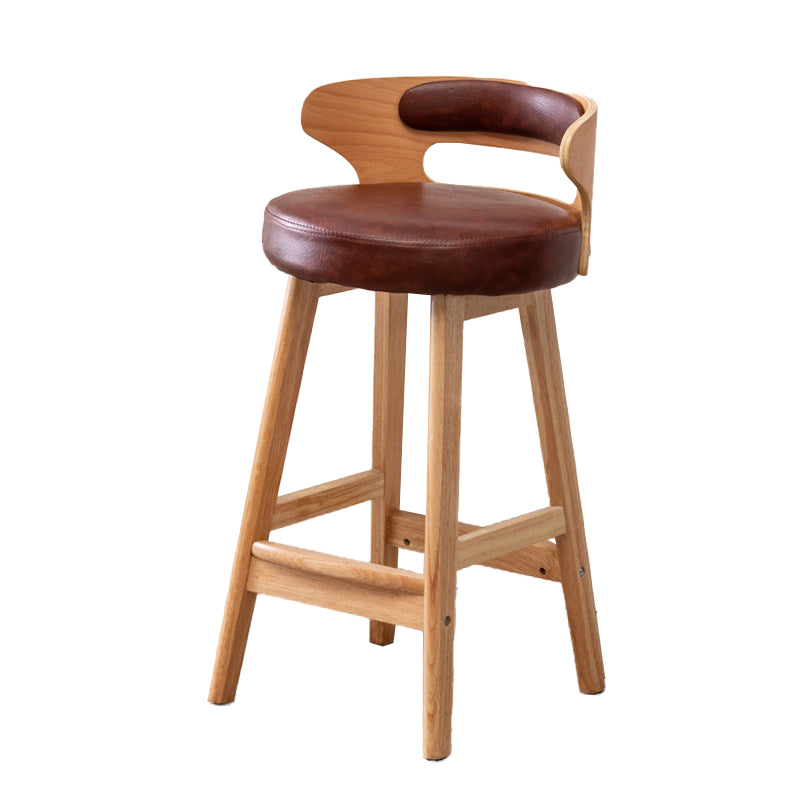 Contemporary Round Bar and Counter Stool Low Back Stool with 4 Legs