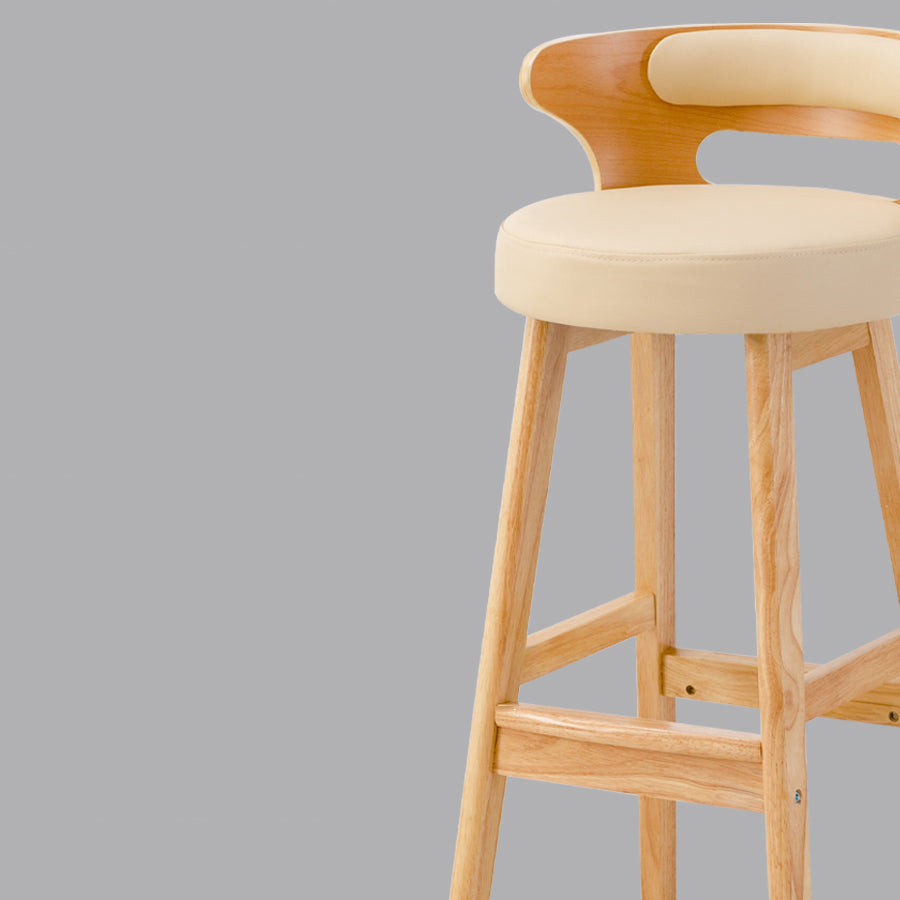 Contemporary Round Bar and Counter Stool Low Back Stool with 4 Legs