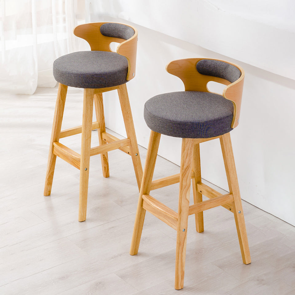 Contemporary Round Bar and Counter Stool Low Back Stool with 4 Legs
