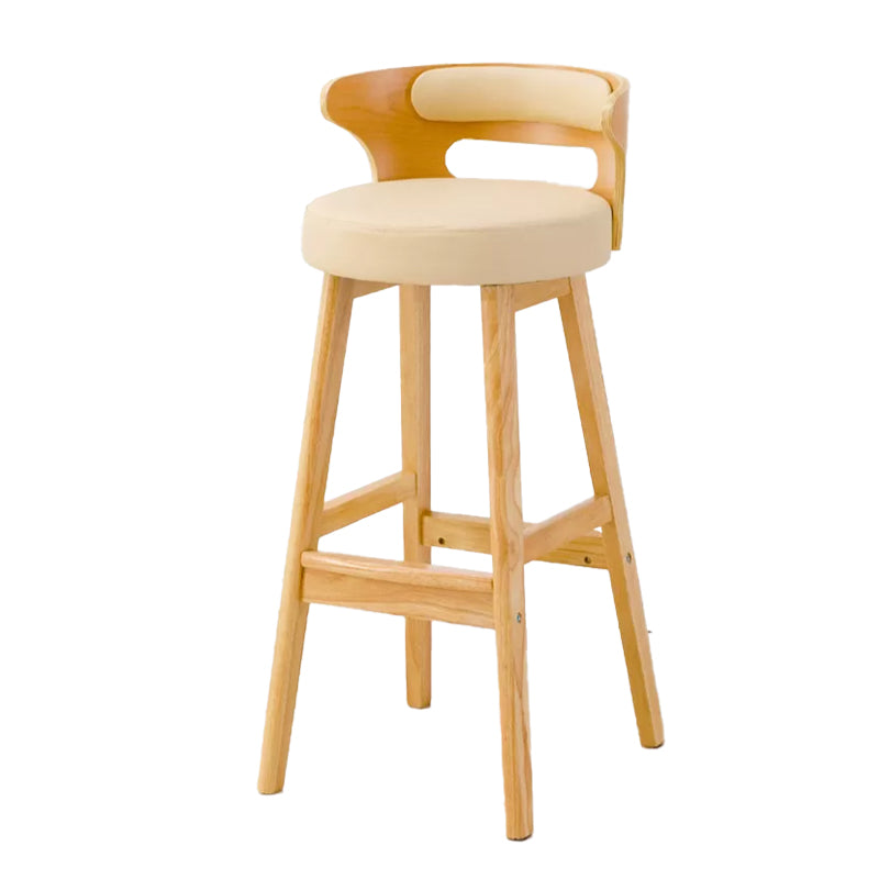 Contemporary Round Bar and Counter Stool Low Back Stool with 4 Legs