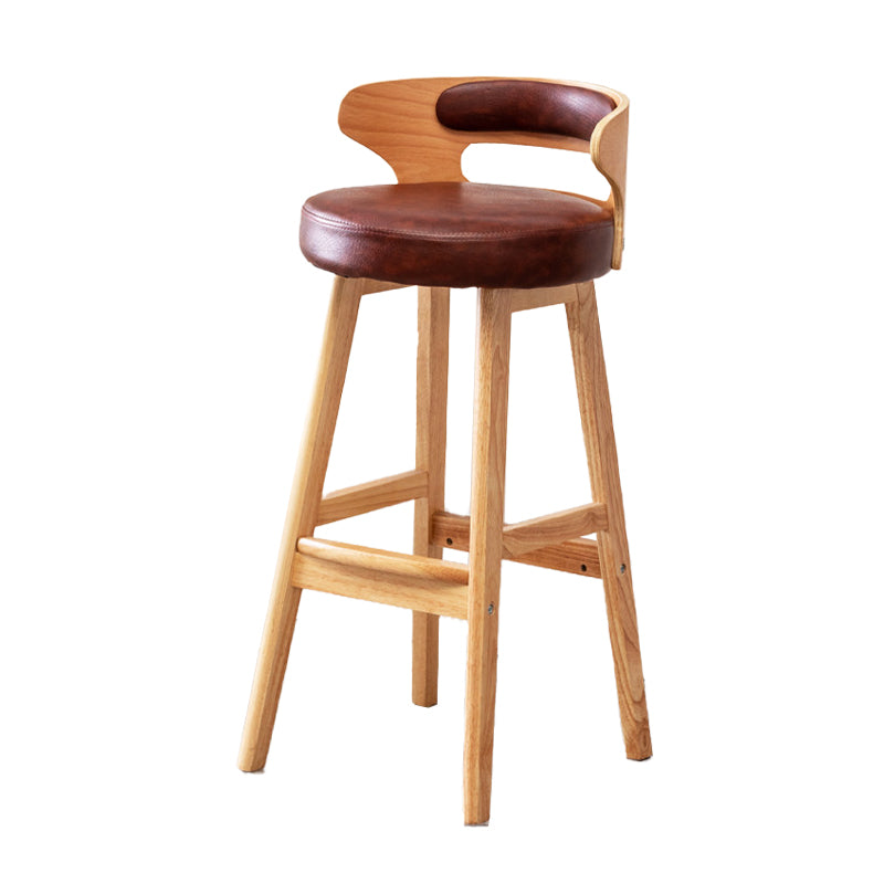 Contemporary Round Bar and Counter Stool Low Back Stool with 4 Legs