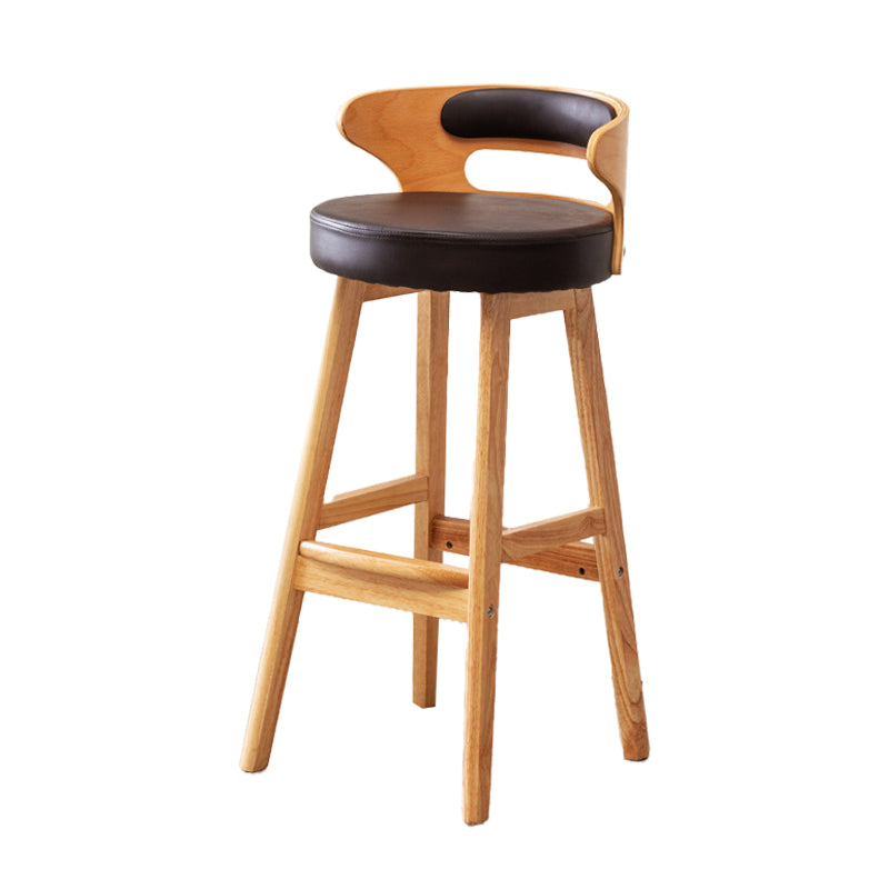 Contemporary Round Bar and Counter Stool Low Back Stool with 4 Legs