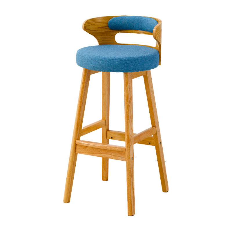 Contemporary Round Bar and Counter Stool Low Back Stool with 4 Legs