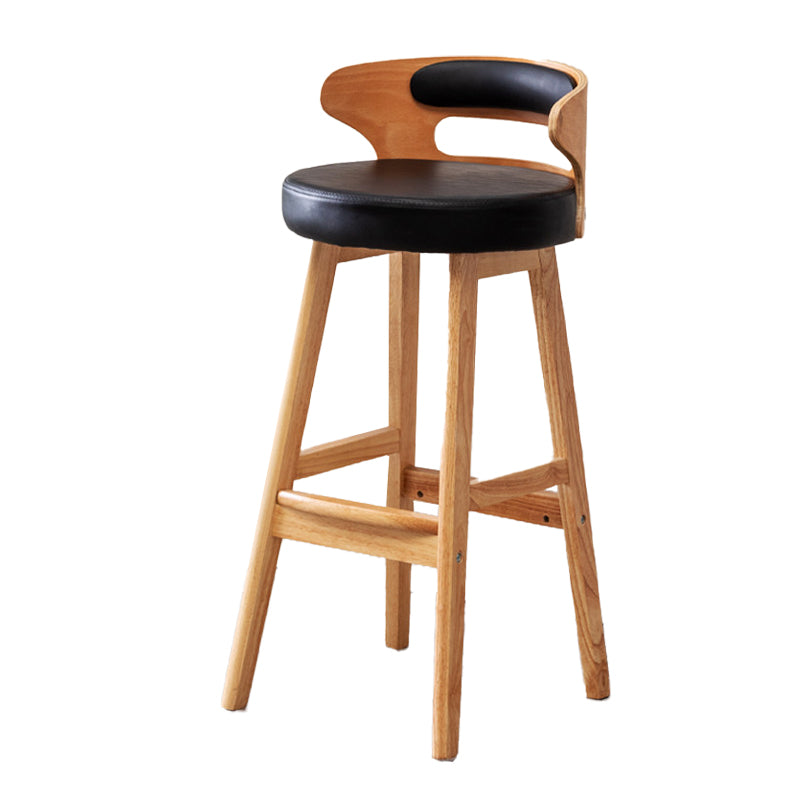 Contemporary Round Bar and Counter Stool Low Back Stool with 4 Legs