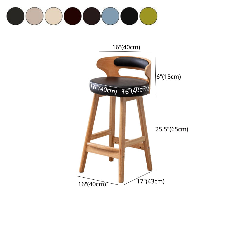 Contemporary Round Bar and Counter Stool Low Back Stool with 4 Legs