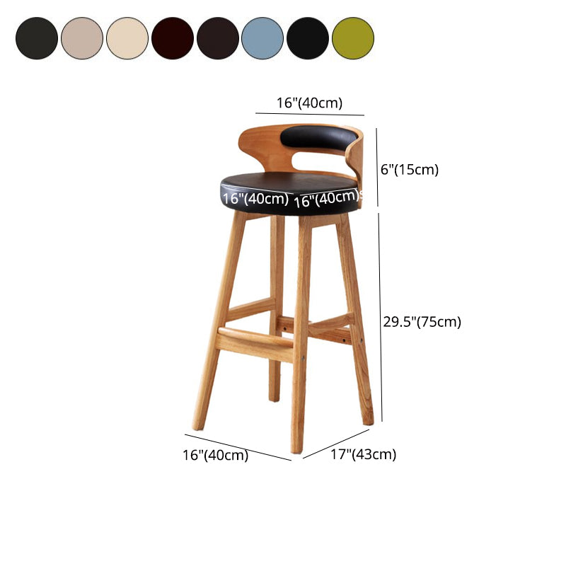 Contemporary Round Bar and Counter Stool Low Back Stool with 4 Legs