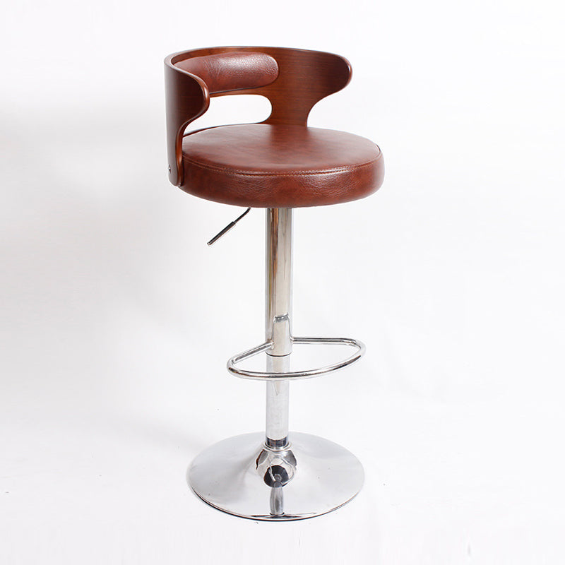 Contemporary Liftable Bar Stool Round Counter Bar Stool with Metal Legs